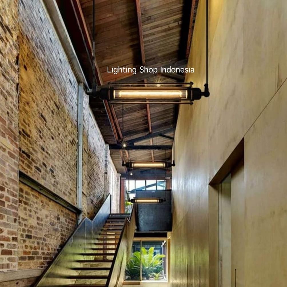 Lampu gantung panjang meja makan retro hias minimalis + lampu t9