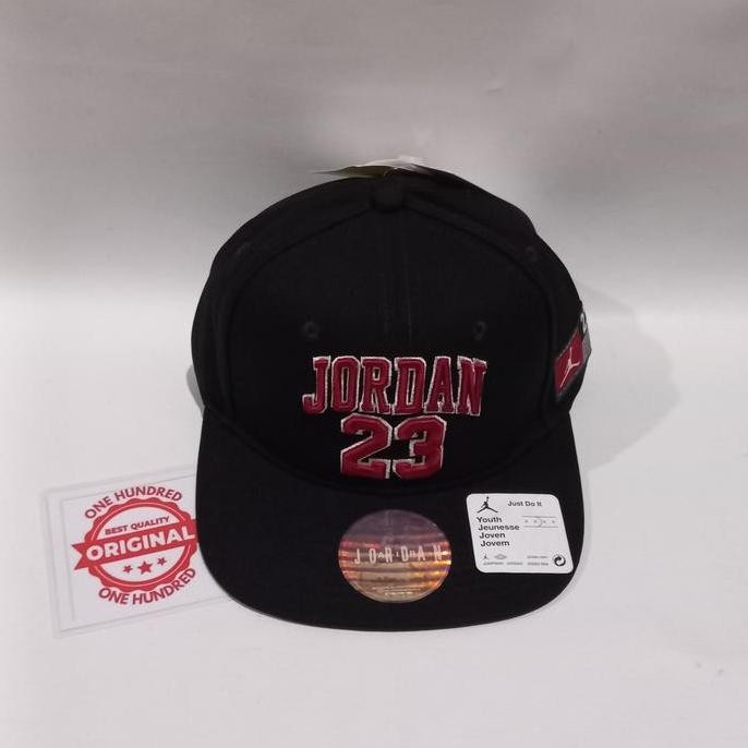 Jordan Kids Jersey Flatbrim Cap. Black.JDK9A0781023. Topi Anak Original