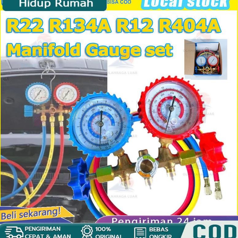1 Set Alat Pengisian Freon Kulkas Brass Double Manifold Multi One Cool Pengisian Freon Ac Mobil Ac K