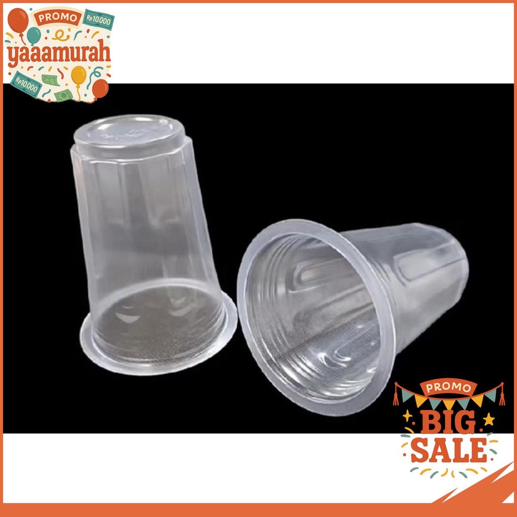 Gelas Kopi Plastik 220Ml 25Pcs Murah Gelas Es Plastik Kecil Anti Panas Gelas Plastik Bening / Sameda