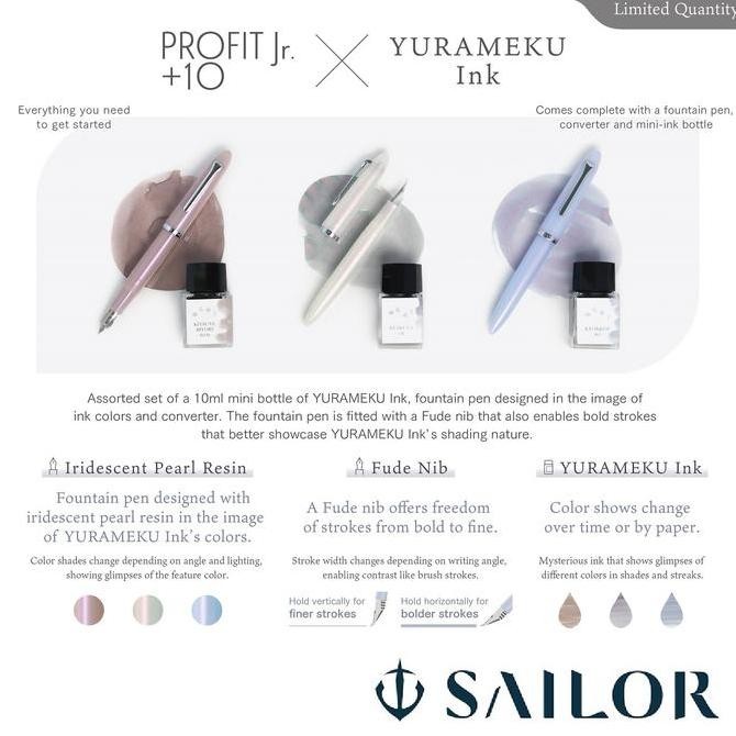 

Sailor 1911 Profit Junior +10 Yurameku Fude Nib Fountain Pen Gift Set Kualitas Original