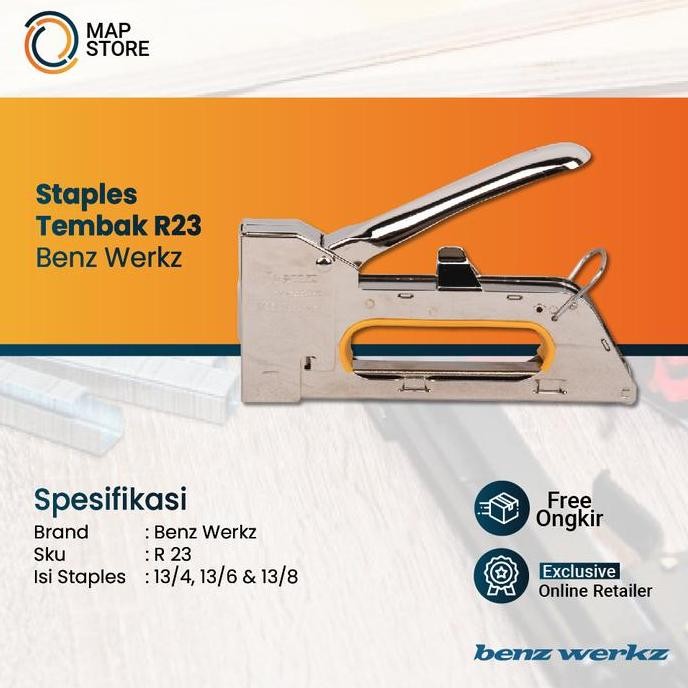 

Staples Tembak R23 BENZ / Stapler Tacker Gun by BENZ WERKZ Diskon