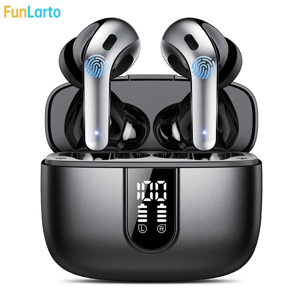 

Wireless Earphones with Bluetooth 5.3, Quad-Mic Call Noise Reduction ENC, 50H Playtimes Wireless Earbuds Bluetooth Headphones