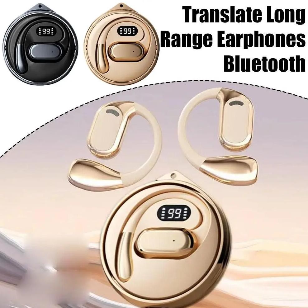 

AI HD Earhook Waterproof Touch Translation Headphones Learning Translator Abroad Headphones Study Real-time English Transla D8K4