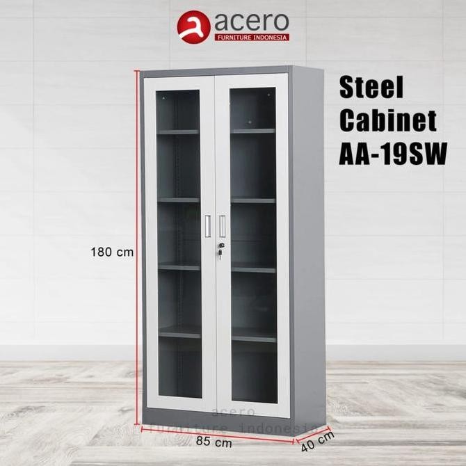 

Lemari arsip besi acero AA-19 SW swing kaca Kualitas Original
