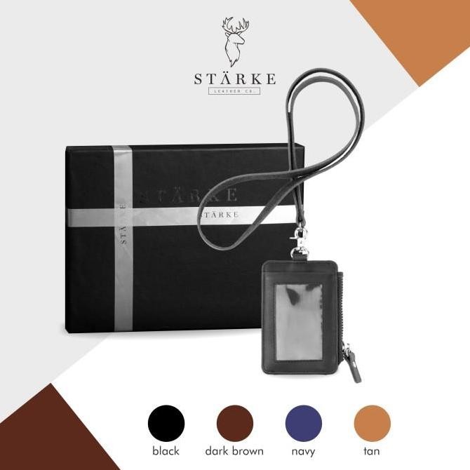 

Lanyard Kulit ID Card Kulit Leather Name Tag Hustle Hog II Black Kualitas Original