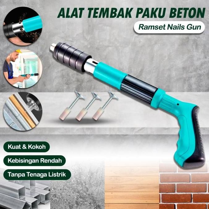 BERKUALITAS RAMSET SET ALAT TEMBAK PAKU DINDING BETON 7,3 MM ALAT TEMBAK PAKU DINDING BETON KAYU BAJ