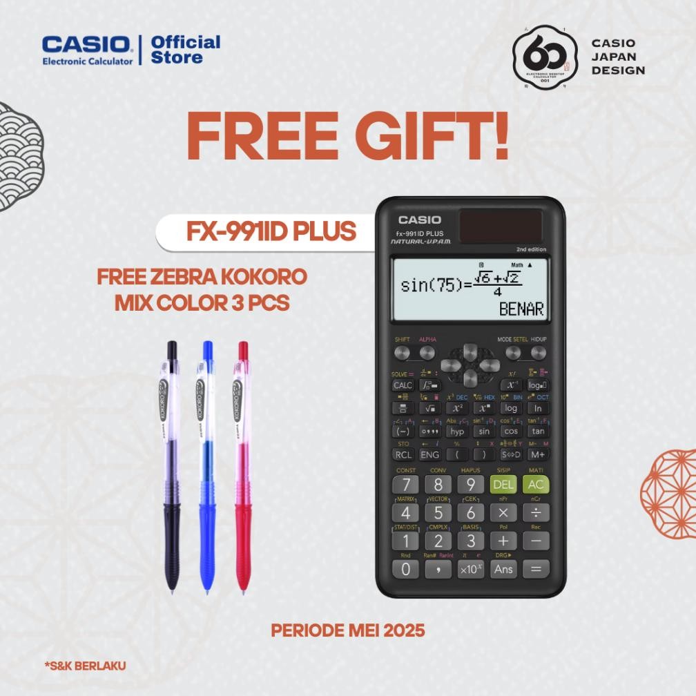 

LINDU CASIO SCIENTIFIC CALCULATOR FX-991ID Plus FREE KOKORO GEL PEN 3 PCS