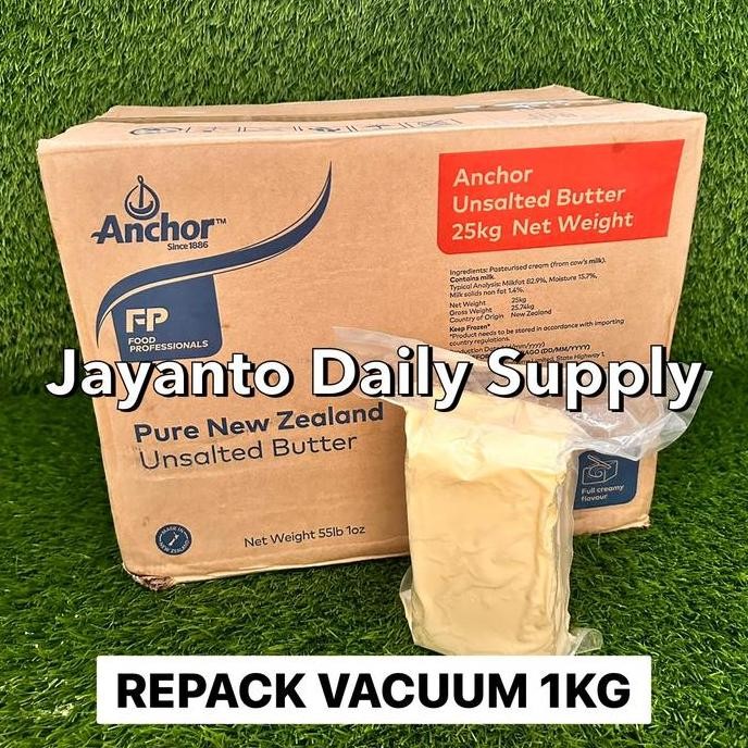 

[Ready/Spesial] Unsalted Butter Anchor 1Kg Repack Vacuum / Mpasi - 100% Halal [Terlaris&Recommended]