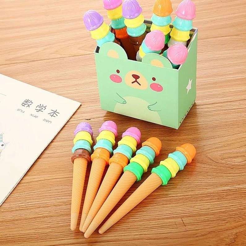 

20 Pcs Cartoon Ice Cream Gel Pen Wholesale Creative Stationery Gel Pens Cute Student Office School Writing Tools