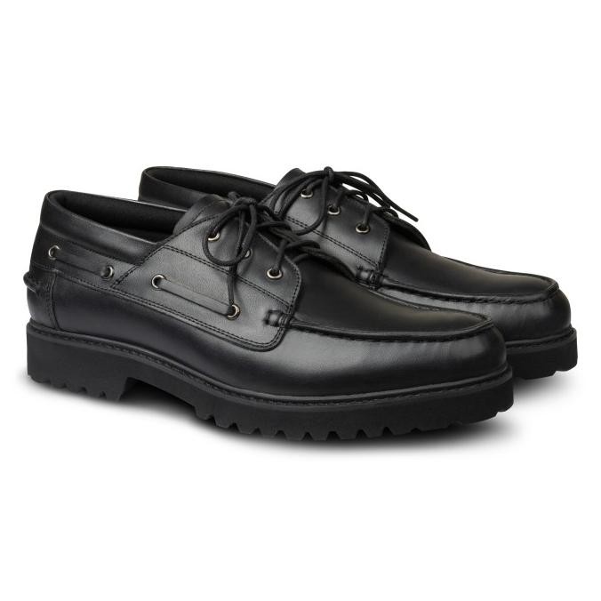 Sam Boat Shoes Black - Nappa Milano - Sepatu Kulit Pria