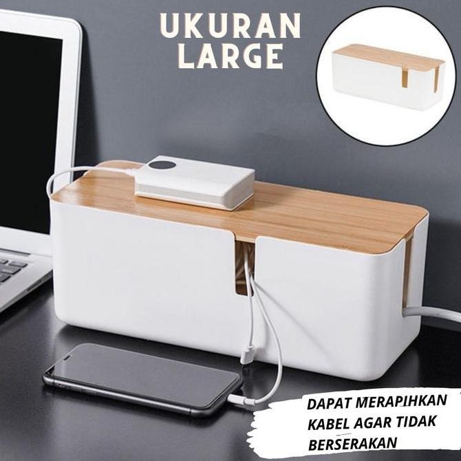 

cable rack Natural Wood Cable Storage Box Kotak Organizer Kabel Wire