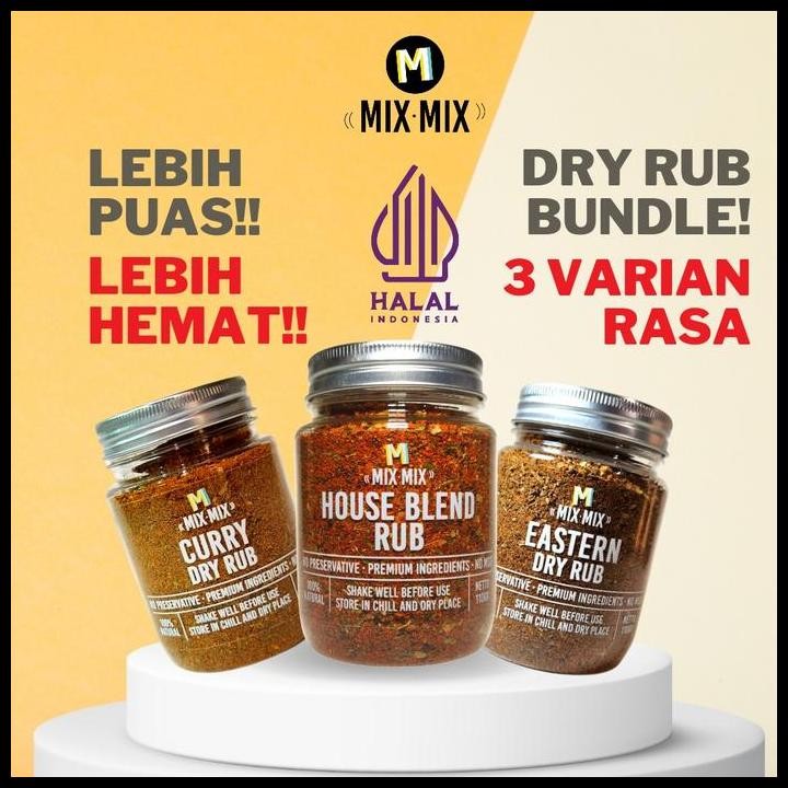 

Terlaris Bundle Mixmix Paket Dry Rub Isi 3 Botol | Bumbu Marinasi Serbaguna No Msg 110 Gram Good Quality
