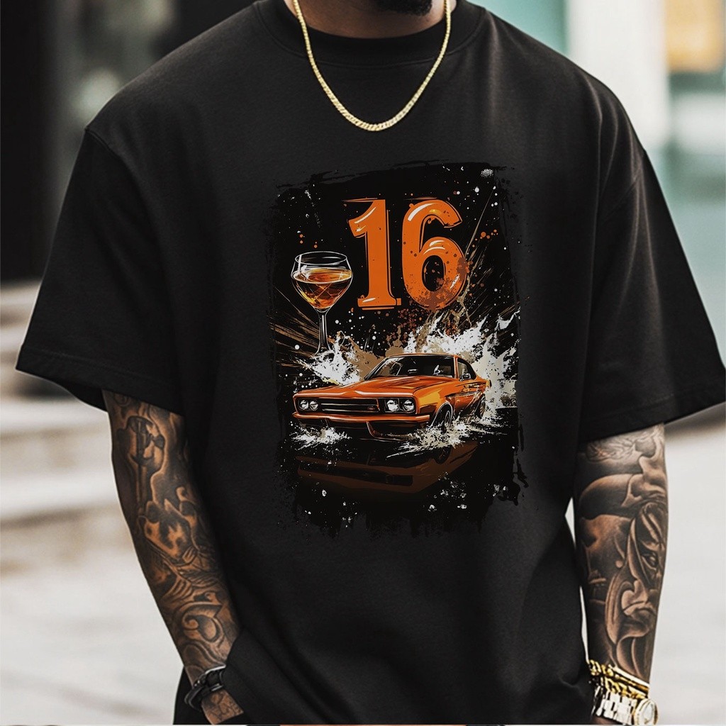 PalemOrganic kaos Oversize Wanita︱100% Cotton Combed Kaos︱Mobil Oranye dan Minuman Beralkohol