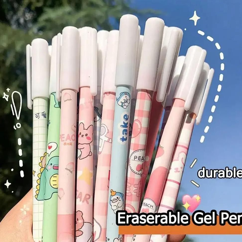 

12Pc/Box Hot Erasable Pen 0.5 Needle Tube Head Cartoon Crystal Blue Friction Easy To Wipe Student Brush Question Wipe Pen