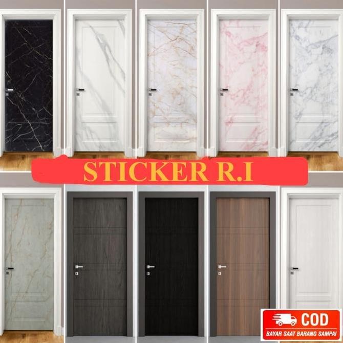 Sticker Pintu Rumah Kamar Mandi Anti Air Lebar 122 Cm Motif Marmer