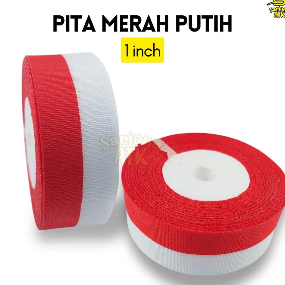 

Pita Kain Merah Putih 1 Roll Utuh 1Inch Pita Kain Pita Hias Agustusan Per Roll