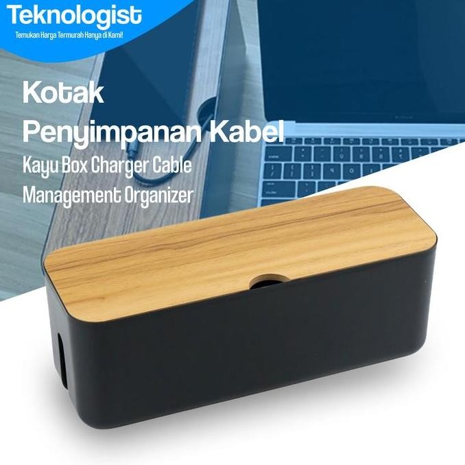 

Kotak Penyimpanan Kabel Kayu Box Charger Cable Management Organizer
