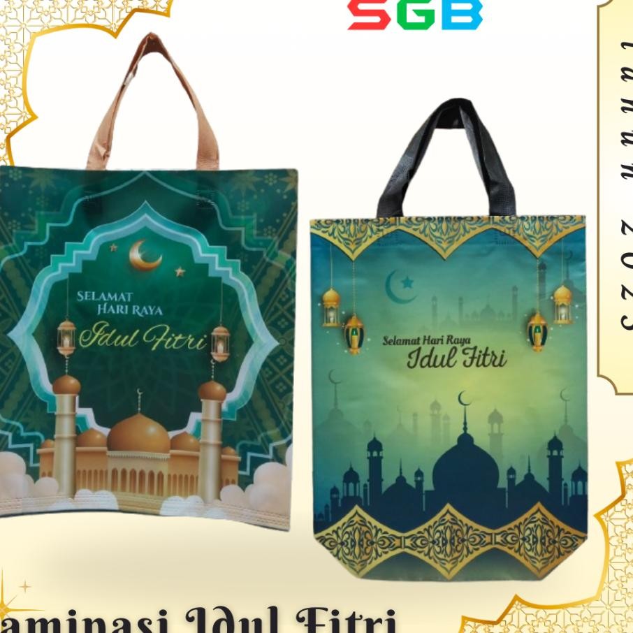 

1 Lusin 12 Pcs Tali 38X45X8 Handle Box 30X40X10 Laminasi Idul Fitri Goodiebag