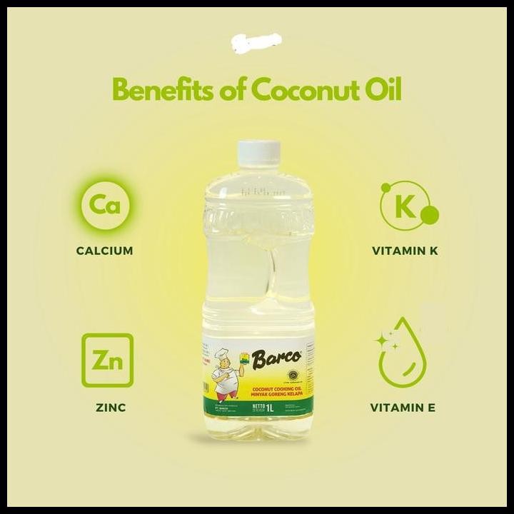 

Terlaris Minyak Goreng Kelapa Barco 1L Botol Coconut Oil Non-Kolestrol Good Quality