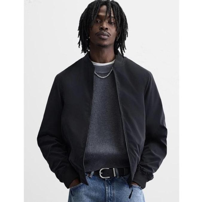 Sale Zara Men Jacket Basic Bomber Jaket Pria Black