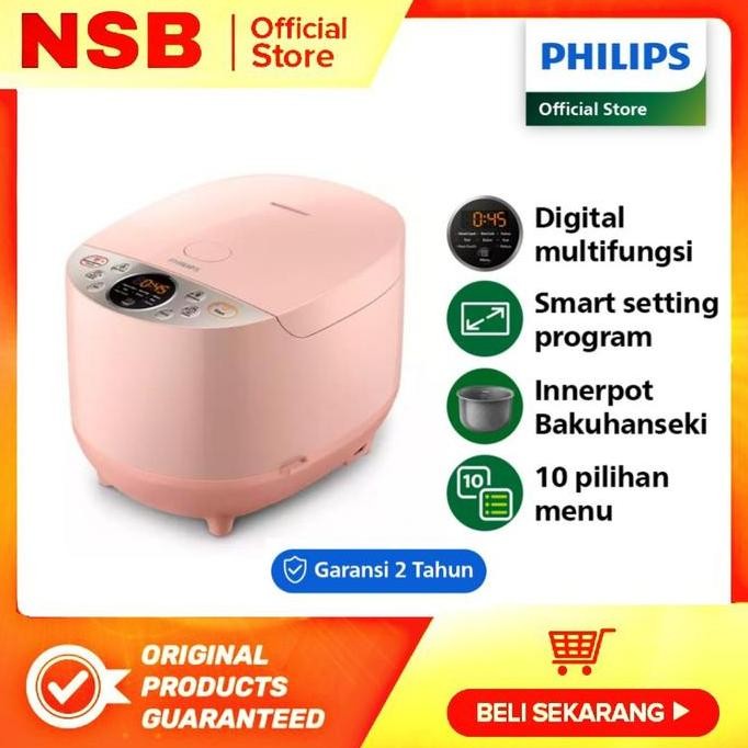 Tersedia Philips Rice Cooker Digital 1.8 L Magicom HD4515 Baru Pink Mejicom