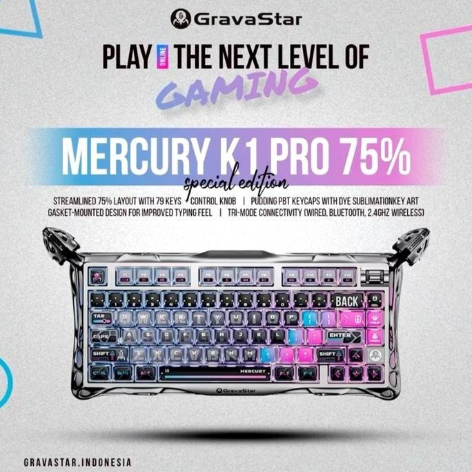 Gravastar Mercury K1 Pro Wireless Mechanical Gaming Keyboard Special Edition Cyber Punk Keycaps