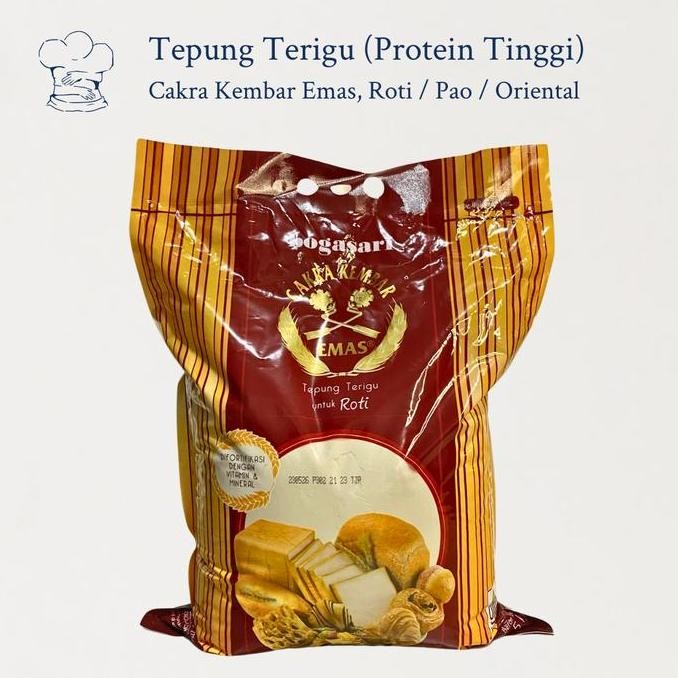 

Sale Tepung Terigu Cakra Kembar Emas Roti & Mie / Oriental / Pao & Mantao 5Kg/1Kg - Tepung Protein Tinggi