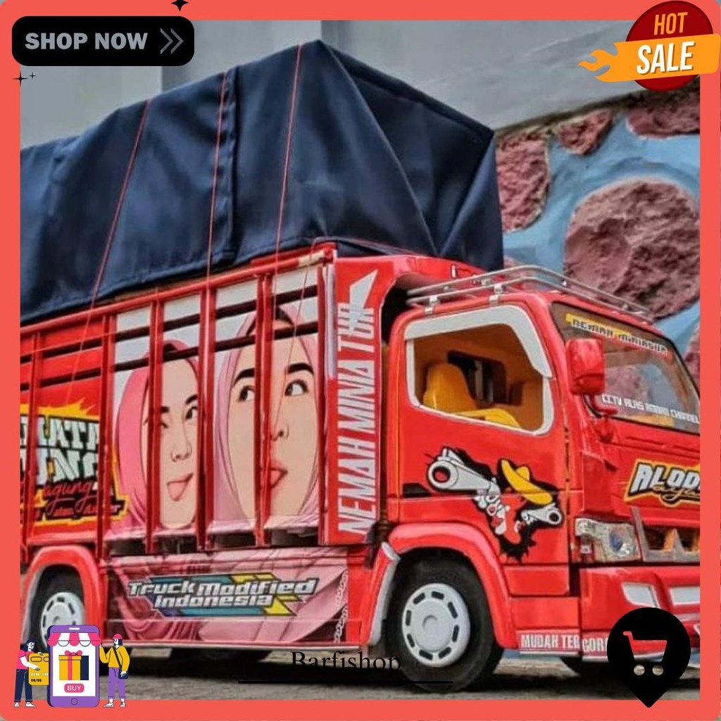 Cod Miniatur Truk Oleng Kayu Asli Permata Agung Merah Asli Oleng Gasruk Mainan Anak Kekinian Termura