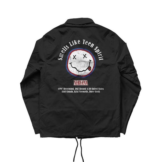 Grosir Coach Jaket Band Nirvana Windbreaker Jacket Vintage Musik Pria Wanita