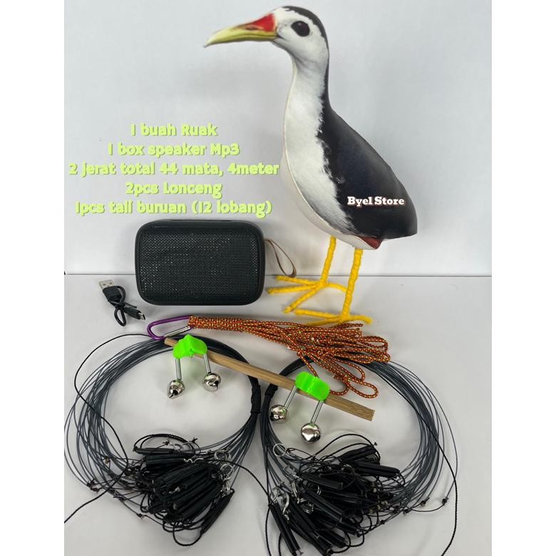 TERLARIS Fullset Paket Lengkap Patung Burung Ruak Ruak Kareo Padi + MP3 + Jerat Model Gantung + Lonc