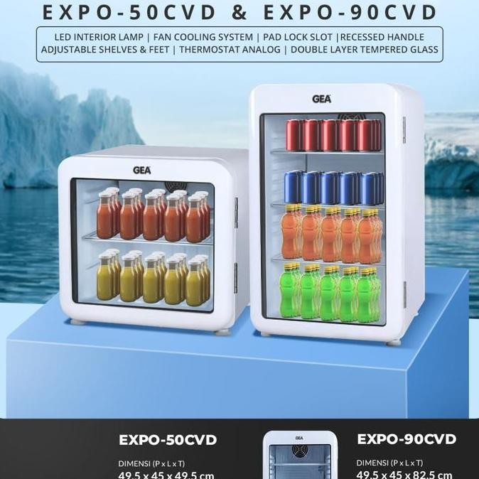 Promo Gea Kulkas Showcase Mini Putih Expo 50 Cvd / 50Cvd Expo50 Expo50Cvd 45 Liter Expo 90 Cvd 90Cvd