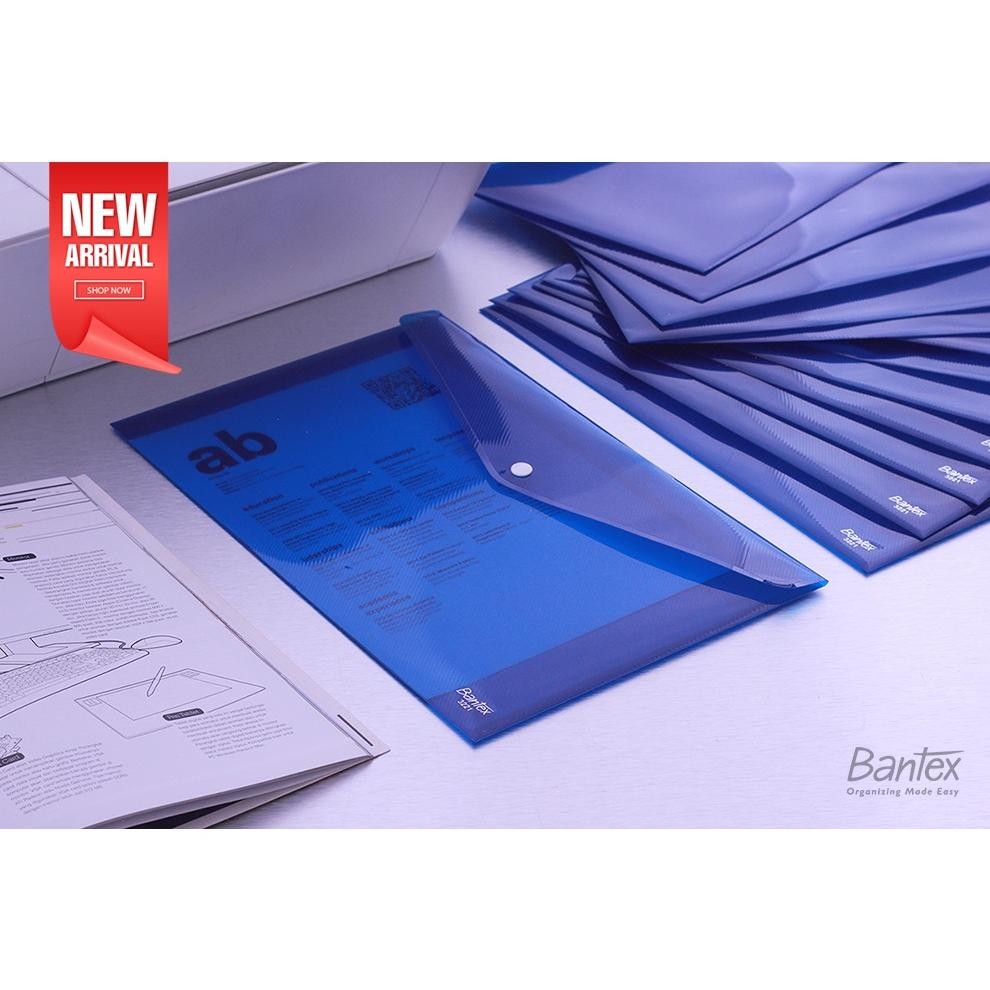 

LINDU 12 Pcs Map Kancing Plastik Bantex Folio F4 Trendy Button Bag Landscape 3221 01 Blue