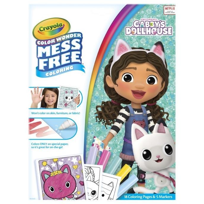 

LINDU Crayola Color Wonder Gabby's Dollhouse Foldalope (18 Coloring Pages + 5 Markers)