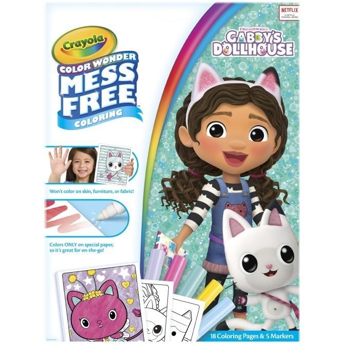 

LINDU Crayola Color Wonder Gabby's Dollhouse Foldalope (18 Coloring Pages + 5 Markers)