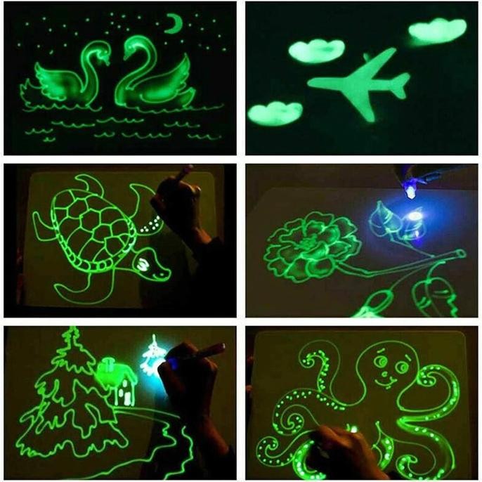 

Buku Gambar Anak Glow In The Dark Papan Tulis Drawing + LED Pen