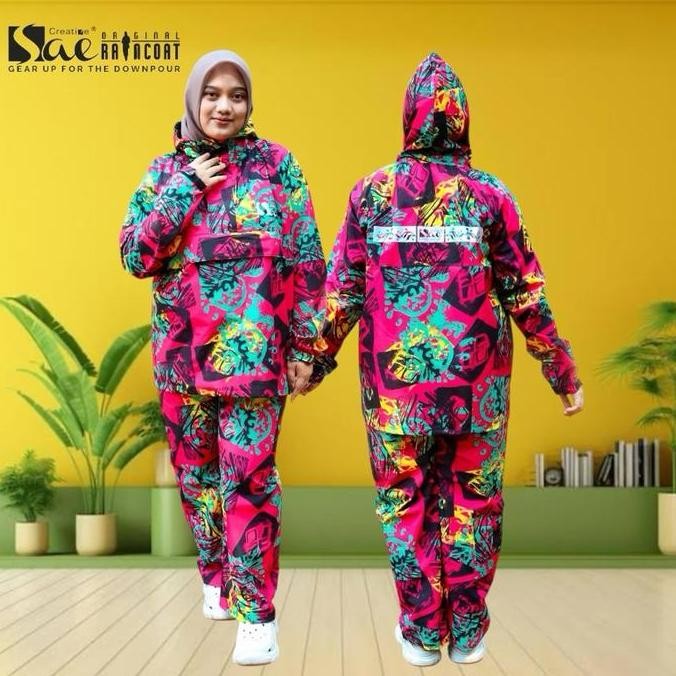 Terjangkau Jas Hujan Kangguru Sae/Jas Hujan Corak Pria Wanita Dewasa,Bahan Taslan Balon Import Water