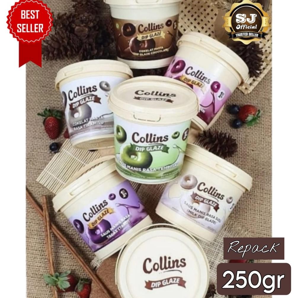 

GLAZE COLLINS Topping Donat Repack 250gr / COLLINS Dip GLAZE Tersedia Aneka Rasa