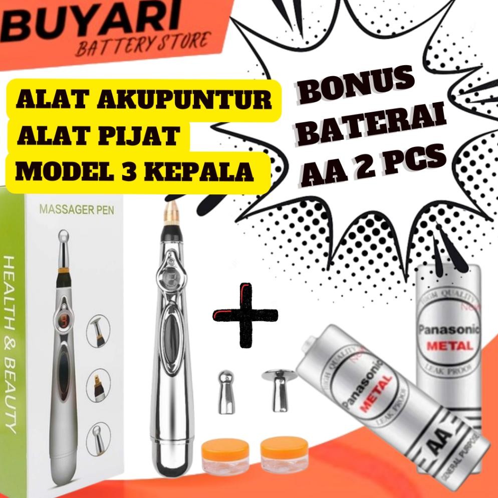 BONUS 2 BATERAI PULPEN AKUPUNTUR LASER PENA PIJAT TERAPI REFLEKSI ELEKTRIK MASSAGE Alat Akupuntur Pe