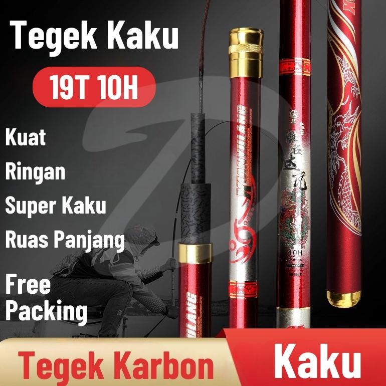TERLARIS Joran Tegek Kaku 19T 10H Ringan Karbon Diameter Ujung 2mm Ruas Panjang 3.6m/4.5m/5.4m Untuk