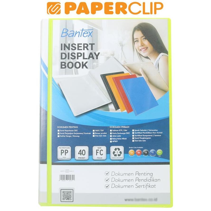 

LINDU DISPLAY BOOKS / CLEAR HOLDER INSERT BANTEX 3185I 65 F4 40 LIME