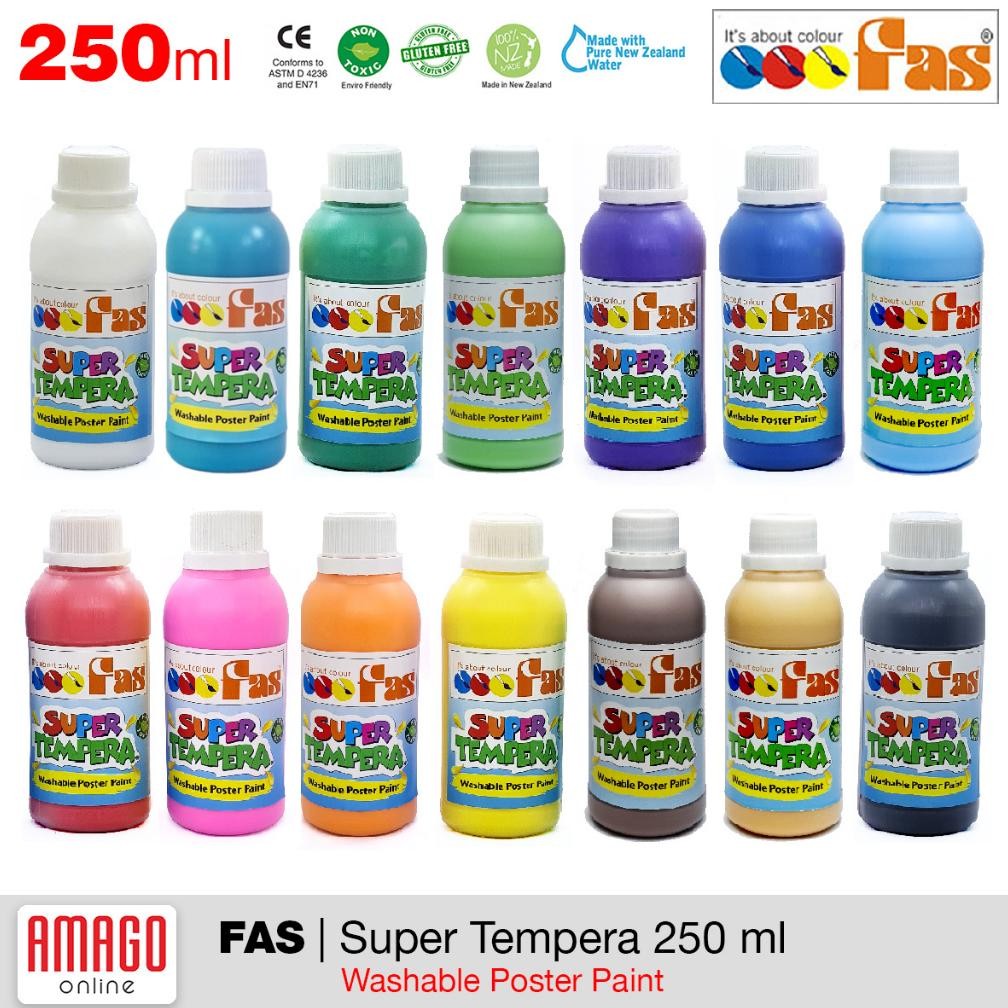 

KA FAS Super Tempera Washable Poster Paint Cat Lukis Cepat Kering Sekolah 250 ml - Pilih Warna