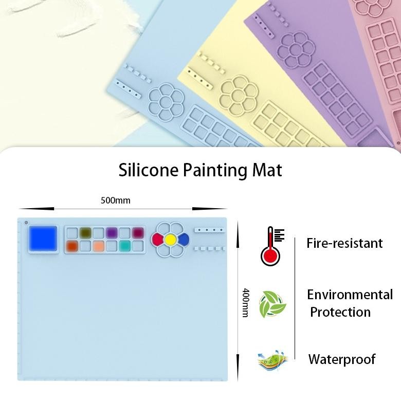 

KA Painting Mat Anti Air Silikon Kelas Makanan Painting Mat Dengan Palet Anti Api 40*50cm