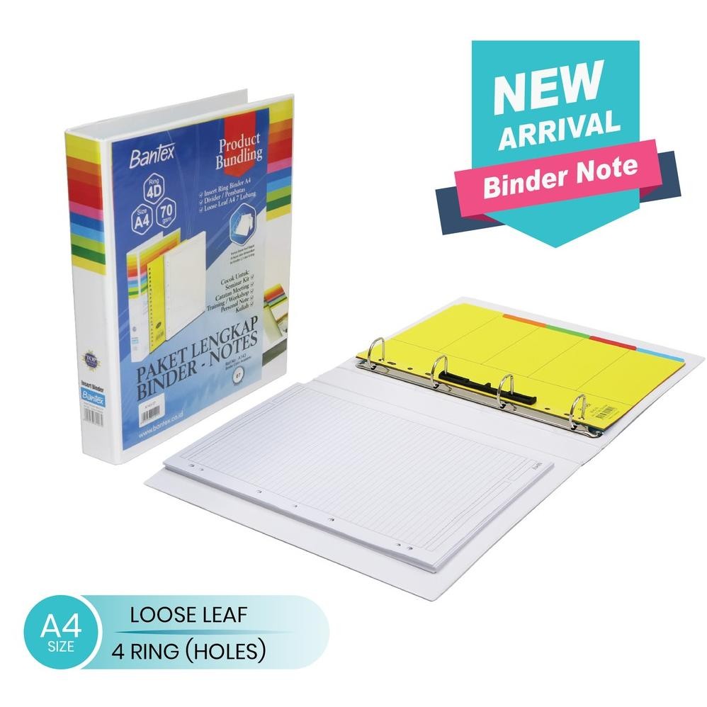 

LINDU Bantex Insert Binder Noted A4 Side Opening 4 Ring #A143 07