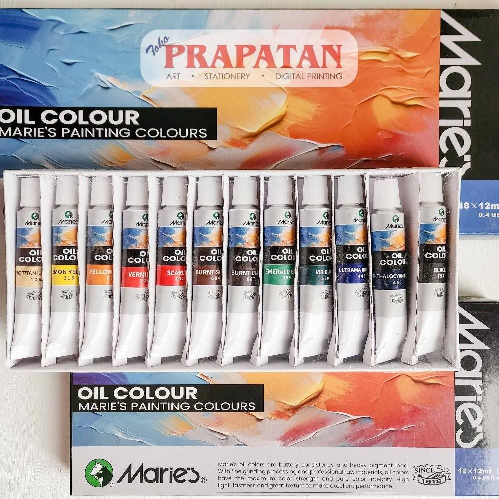 

KA Cat Minyak Set Maries 12ml | Maries Oil Color Set