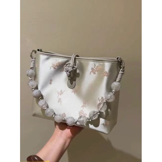 New Style Women's Bag New Chinese Style Underarm Handbag Beaded Bag Satin Crossbody Bag