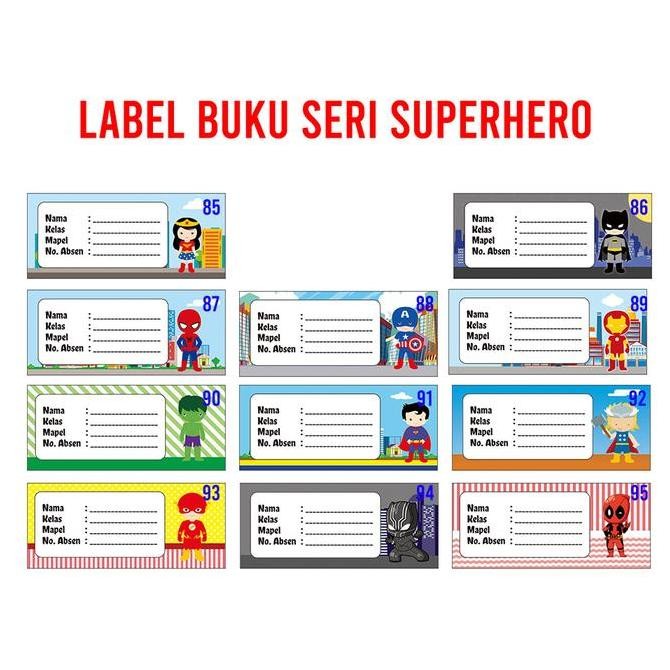 

~~~~~] Label Book Seri Superhero Sticker Nama Buku Jadwal Pelajaran Sekolah