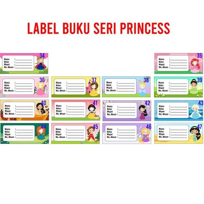 

Buruan serbu] Label Book Seri Princes Sticker Nama Buku Jadwal Pelajaran SekolahAnak