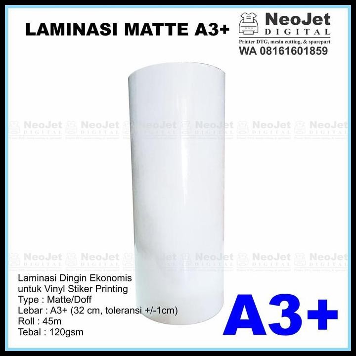

Terlaris Laminasi Dingin Matte Doff Buram 120 Gsm A3+ Roll 45M / 50 Yard Good Quality