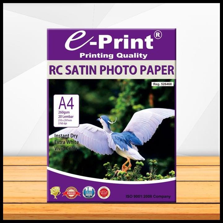 

Terlaris Kertas Foto Rc Satin Photo Paper A4 260Gsm 20Lembar E-Print Good Quality